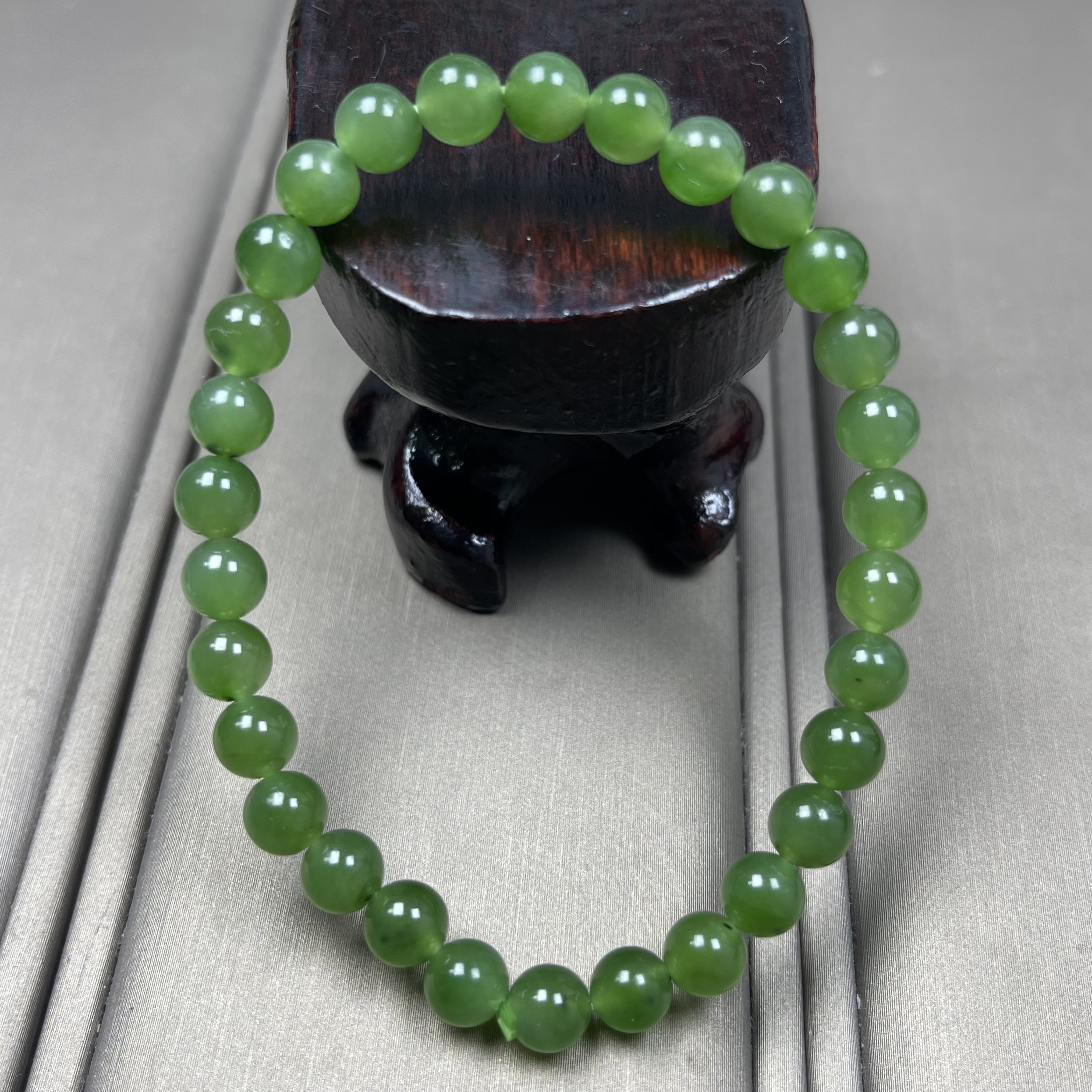 天然和田玉手串碧玉6mm苹果绿圆珠绿色单圈