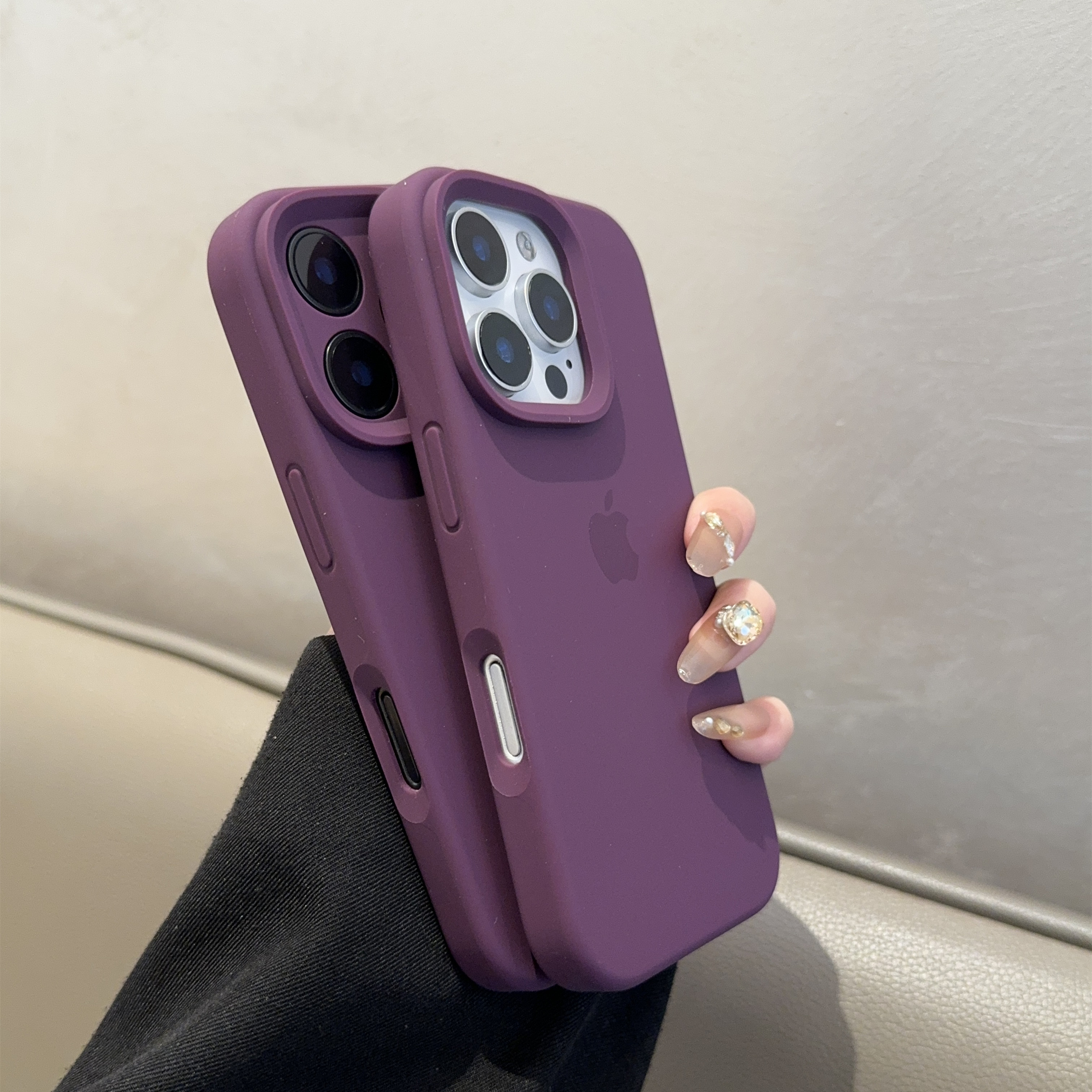 紫棠色适用苹果16promax手机壳15液态硅胶iphone14简约13纯色1211