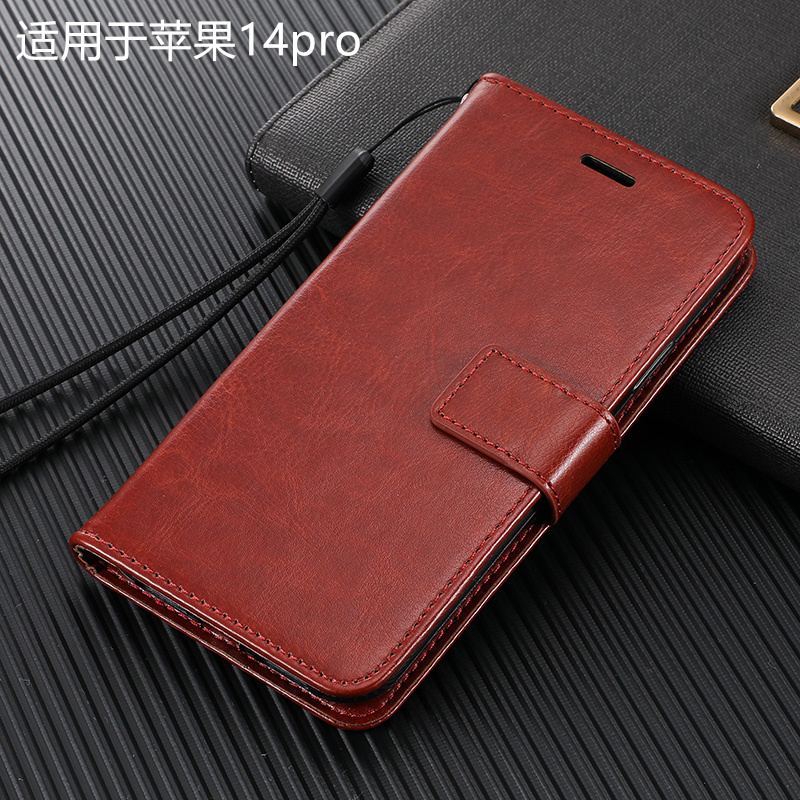 适配苹果14pro手机壳翻盖式iPhone14pro皮套十四全包14p男女新款