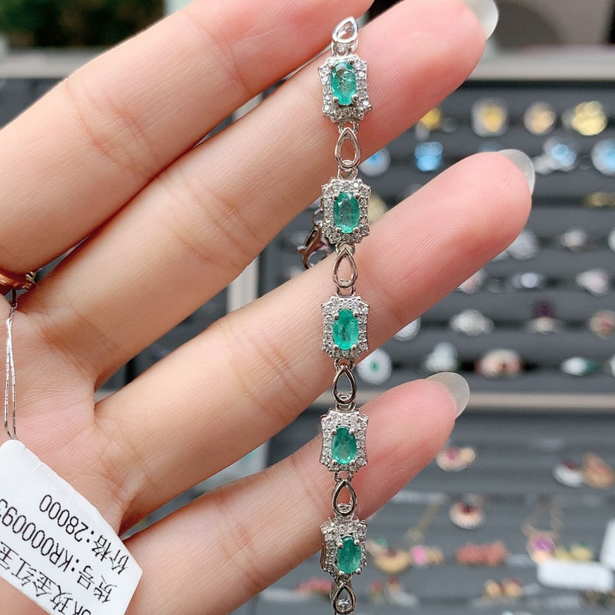 【闪购商品】祖母绿手链银S925镶嵌