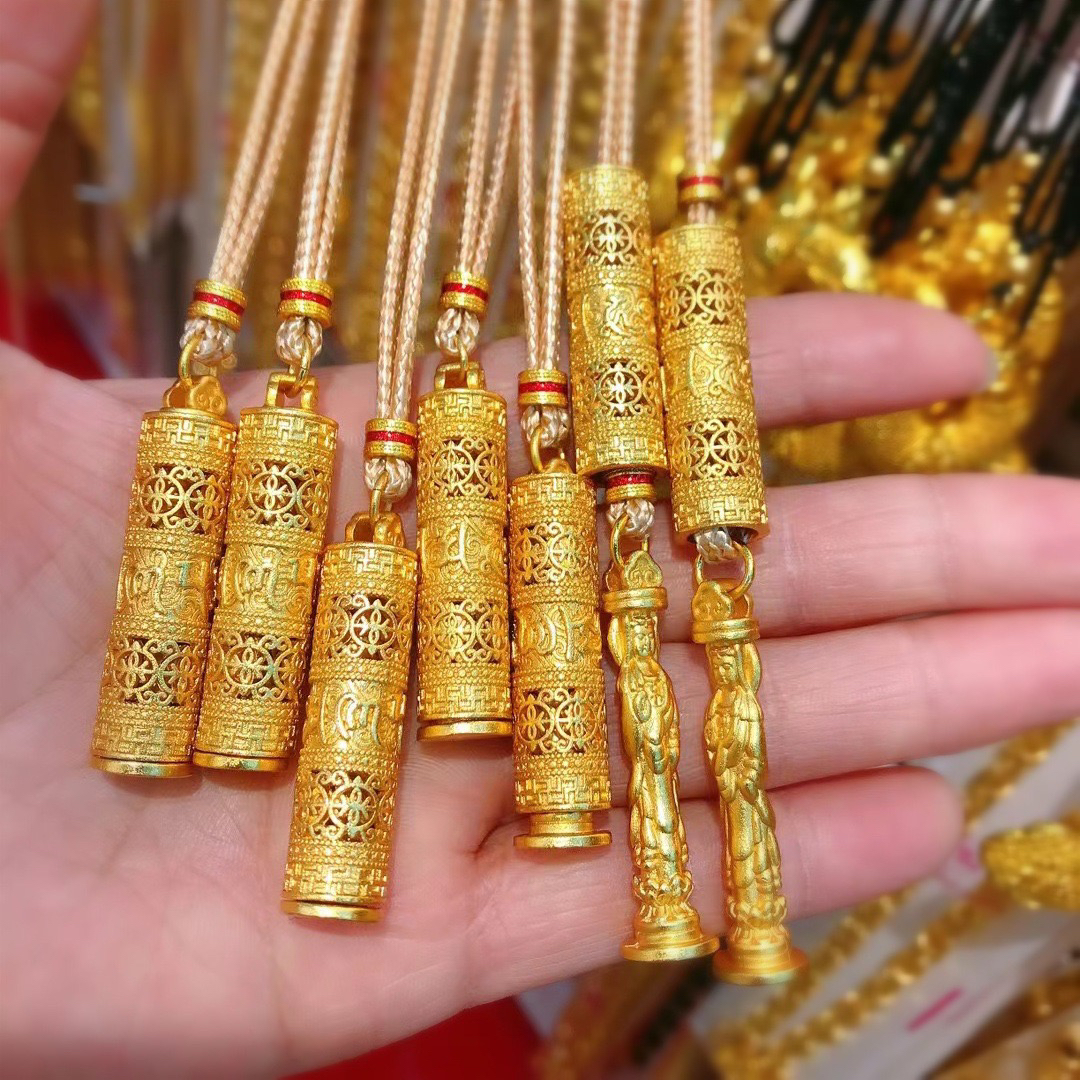 铜合金吊坠 古法随身金佛铜镀金本命守护吊坠项链金佛护身