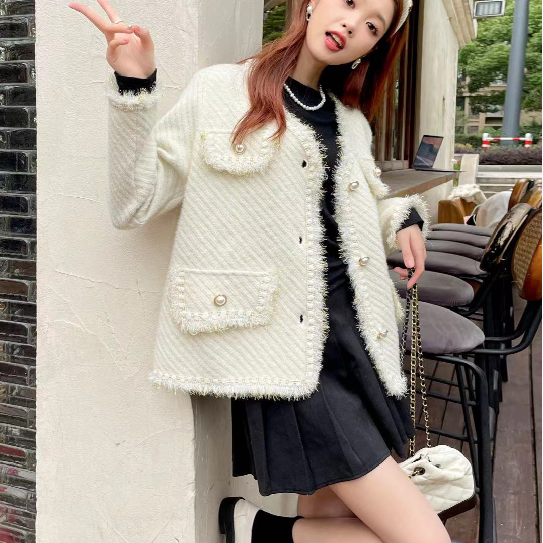 新款显瘦气质网红女装小香风-1005绿色，粉色