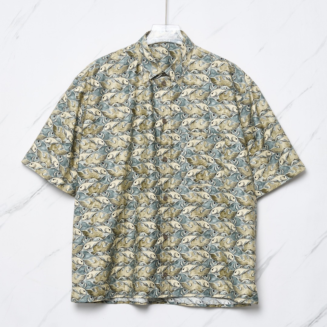 全新未使用 BOTTEGA VENETA/葆蝶家 男士复古印花衬衫/BVBU00554
