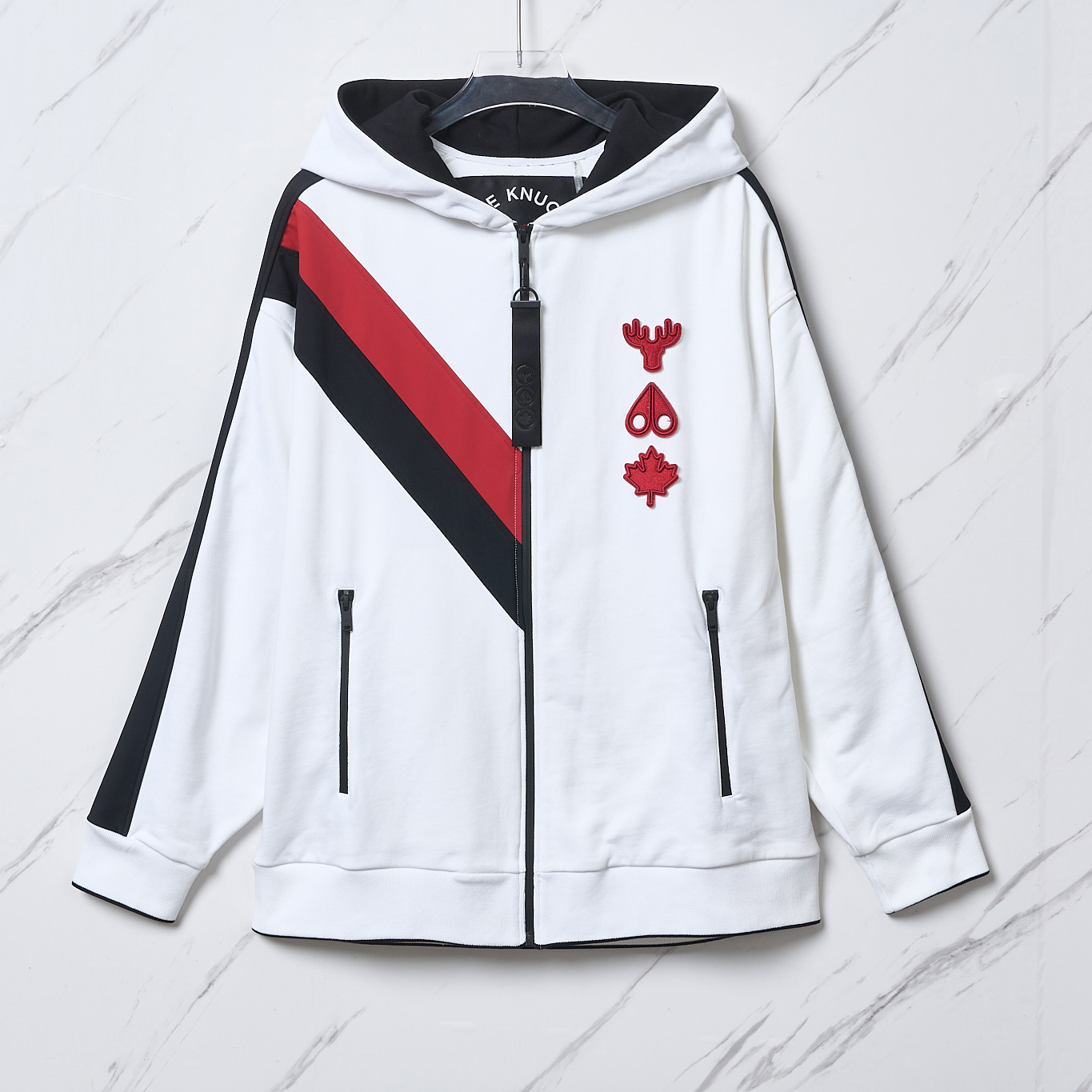 全新未使用  Moose Knuckles剪刀冬奥系列刺绣连帽外套/MUBU00099