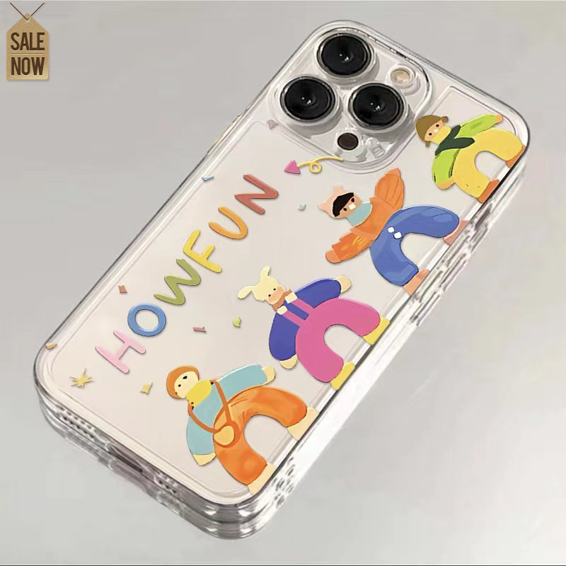 ins趣味彩色小人适用iPhone15/14promax手机壳苹果13/12/11软xr套