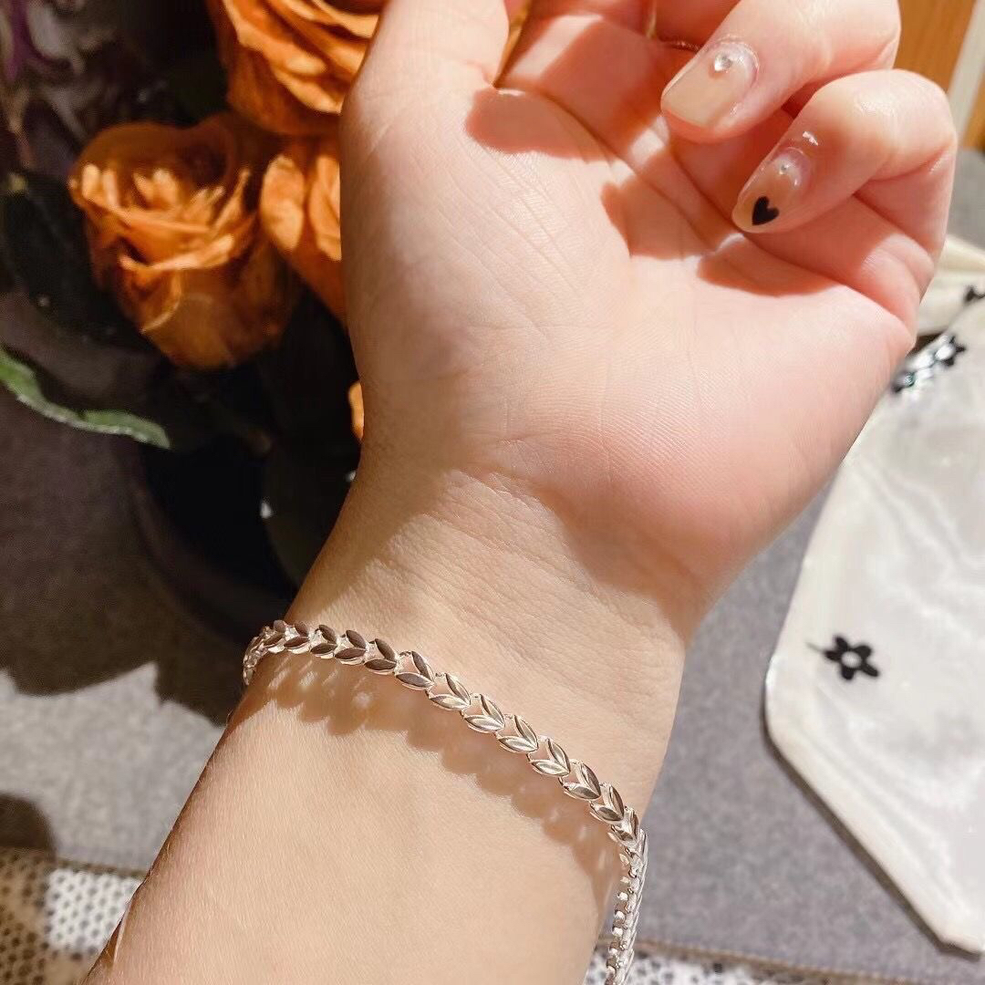足银手链 麦穗手链 足银990百搭时尚简约手链 D40