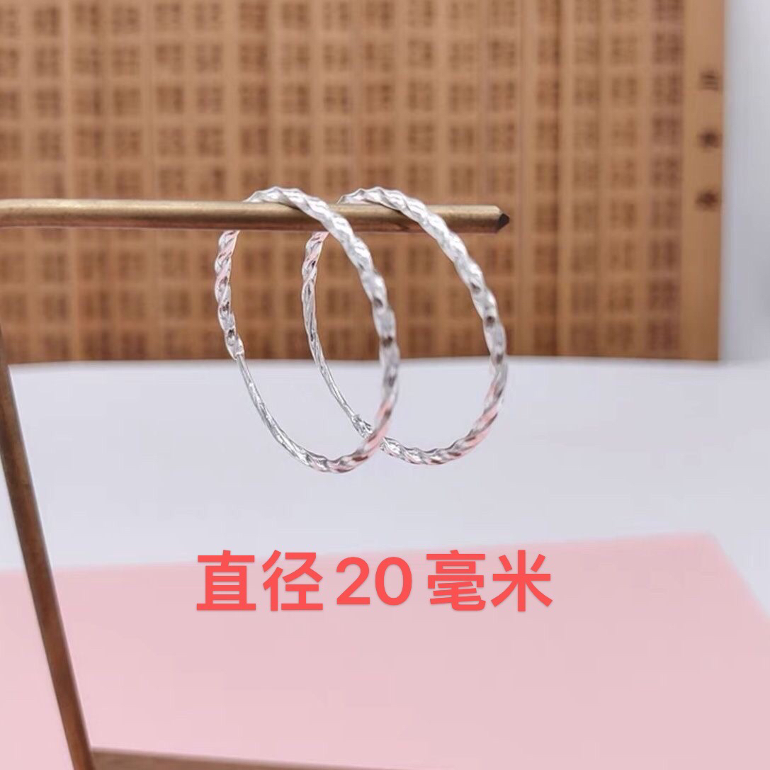 足银耳饰 麻花耳圈 足银990纯银简单莫比乌斯简单耳圈 A39