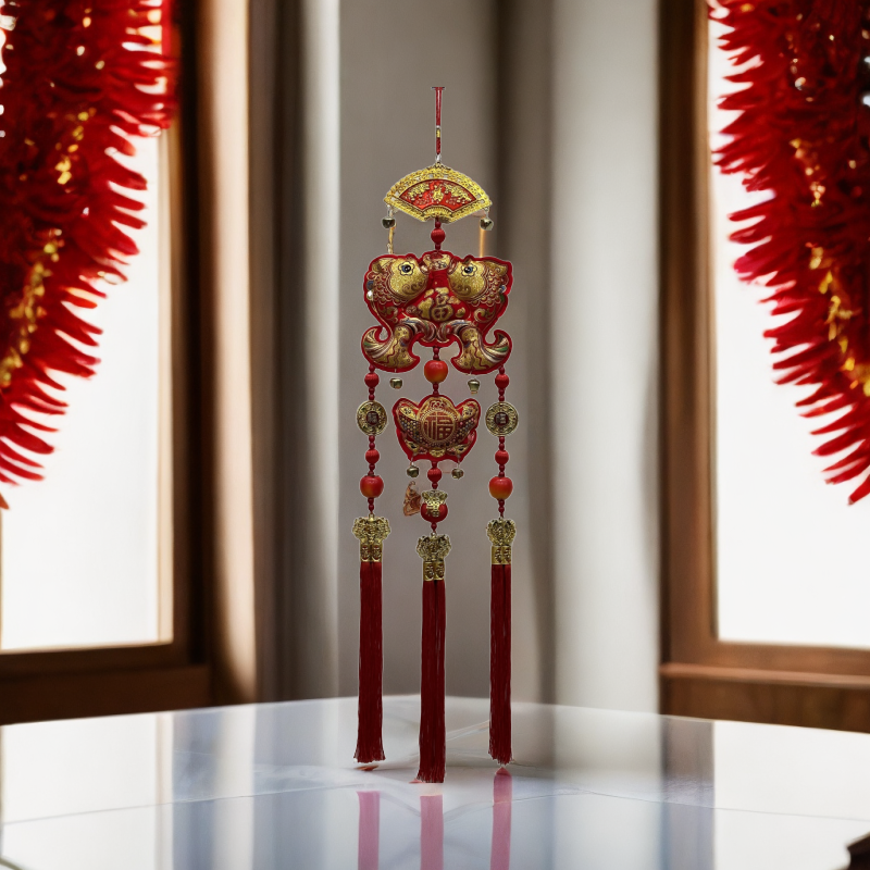 新年喜庆福鱼钱袋挂饰春节装饰挂件客厅布置