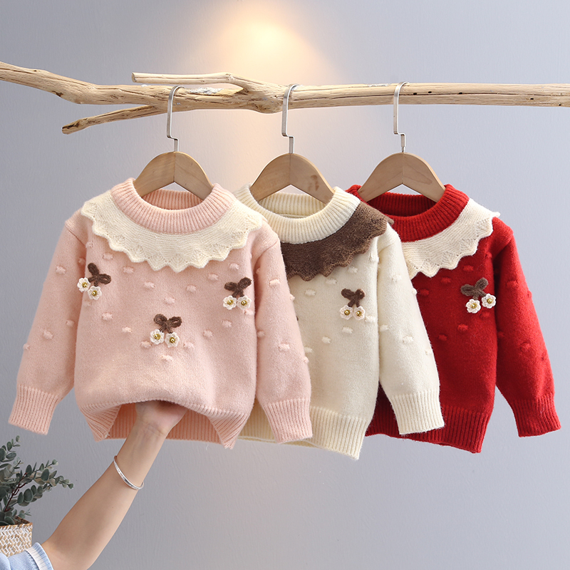 女童毛衣秋冬装2025新款宝宝洋气公主针织长袖上衣秋季儿童打底衫