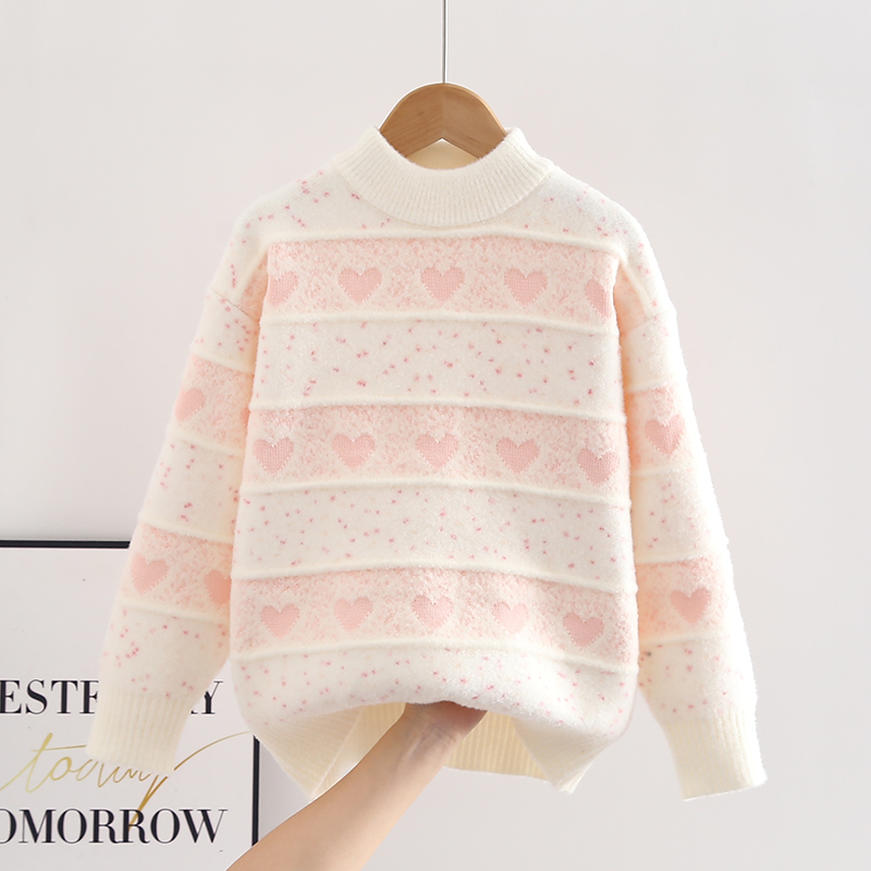 女童毛衣秋冬款2025新款儿童加绒时髦加厚上衣女大童洋气针织童装