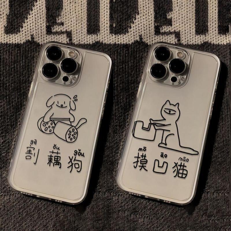 创意猫咪适用苹果15华为荣耀oppo小米vivo手机壳14pro透明新款13
