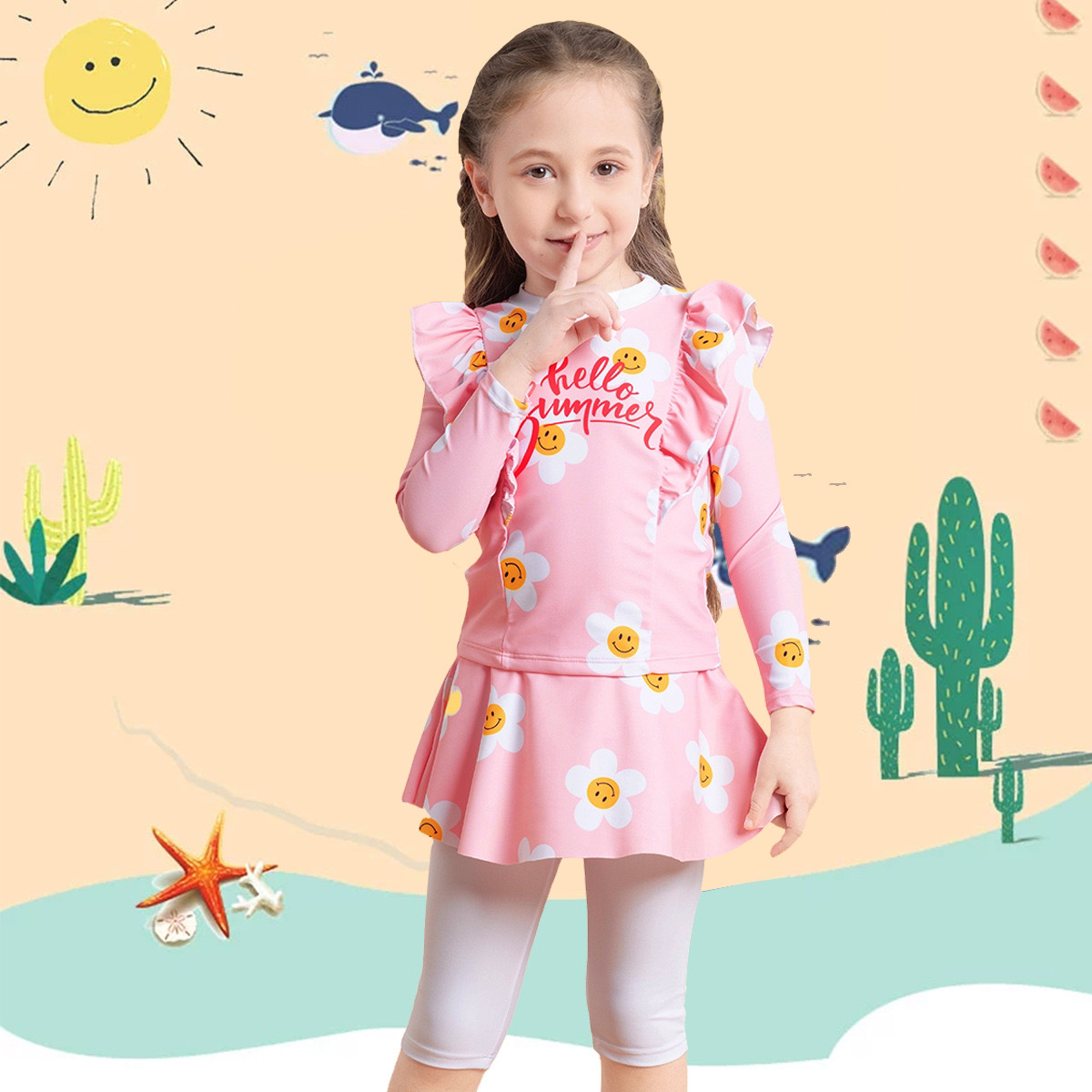 女孩分体速干泳衣