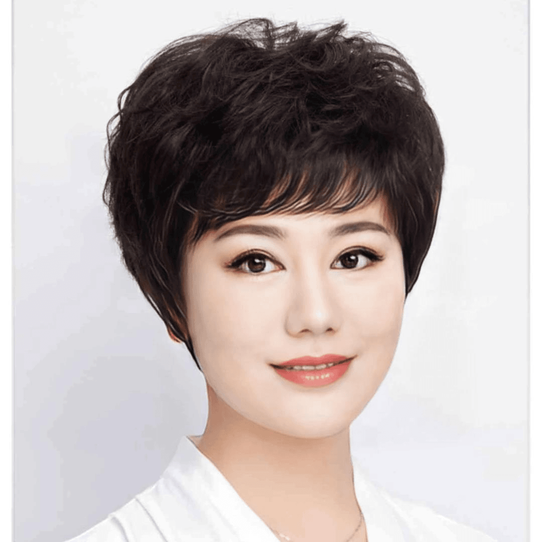 假发女全头套短发短卷发中老年女士假发套逼真透气整顶妈妈真发