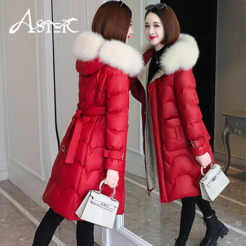 羽绒服2024年新款女冬中长款时尚收腰修身显瘦白鸭绒大毛领厚