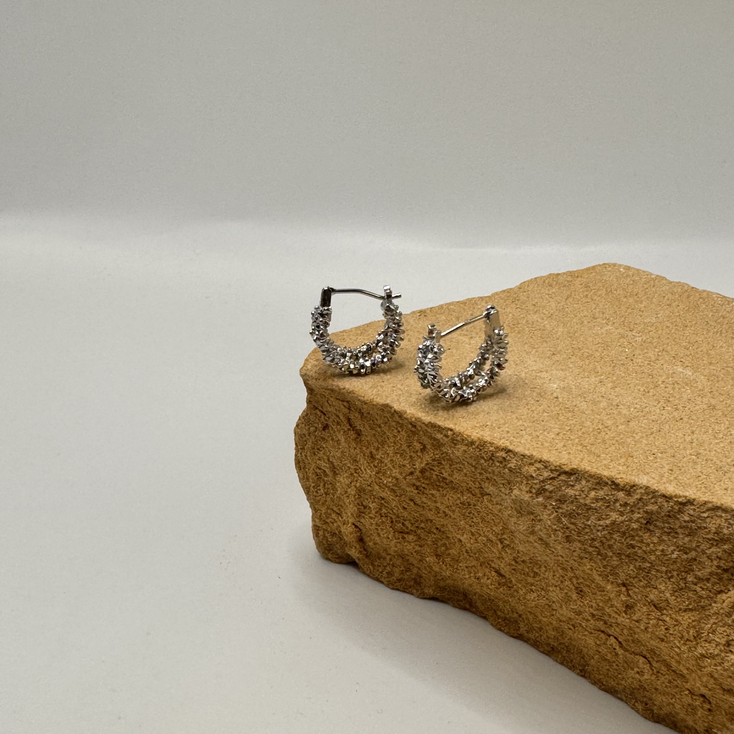 钛钢耳饰 0716 Acc-449精装版  小众百搭时尚高级感碎银双股耳圈