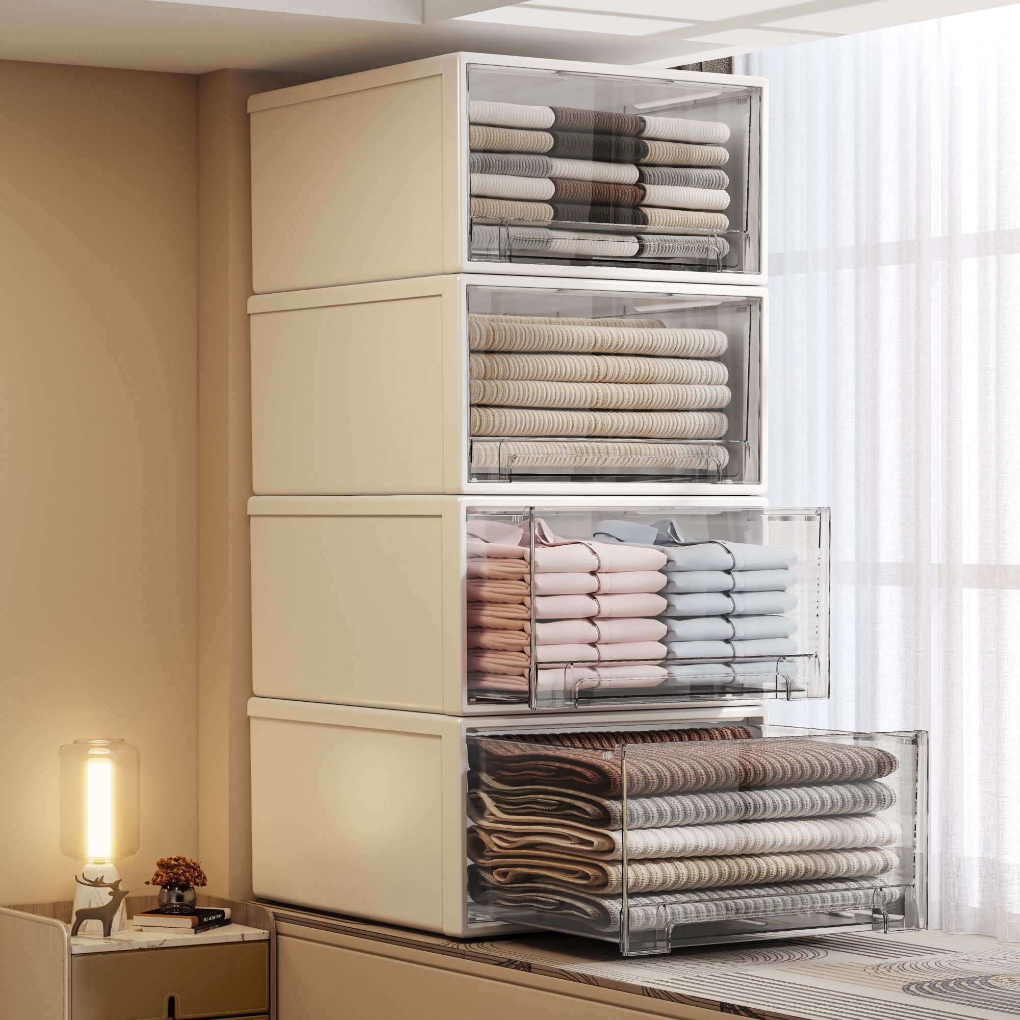 59L【45*44*30】大容量家用收纳整理箱子抽屉式衣柜衣服储物收纳柜