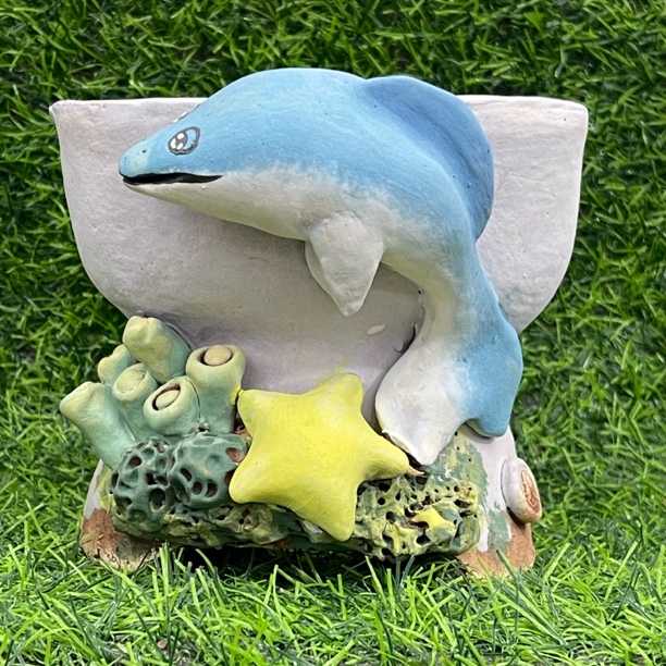 白狐花盆，内口10.5高11.5左右，手工盆，麦饭石材质，透气好