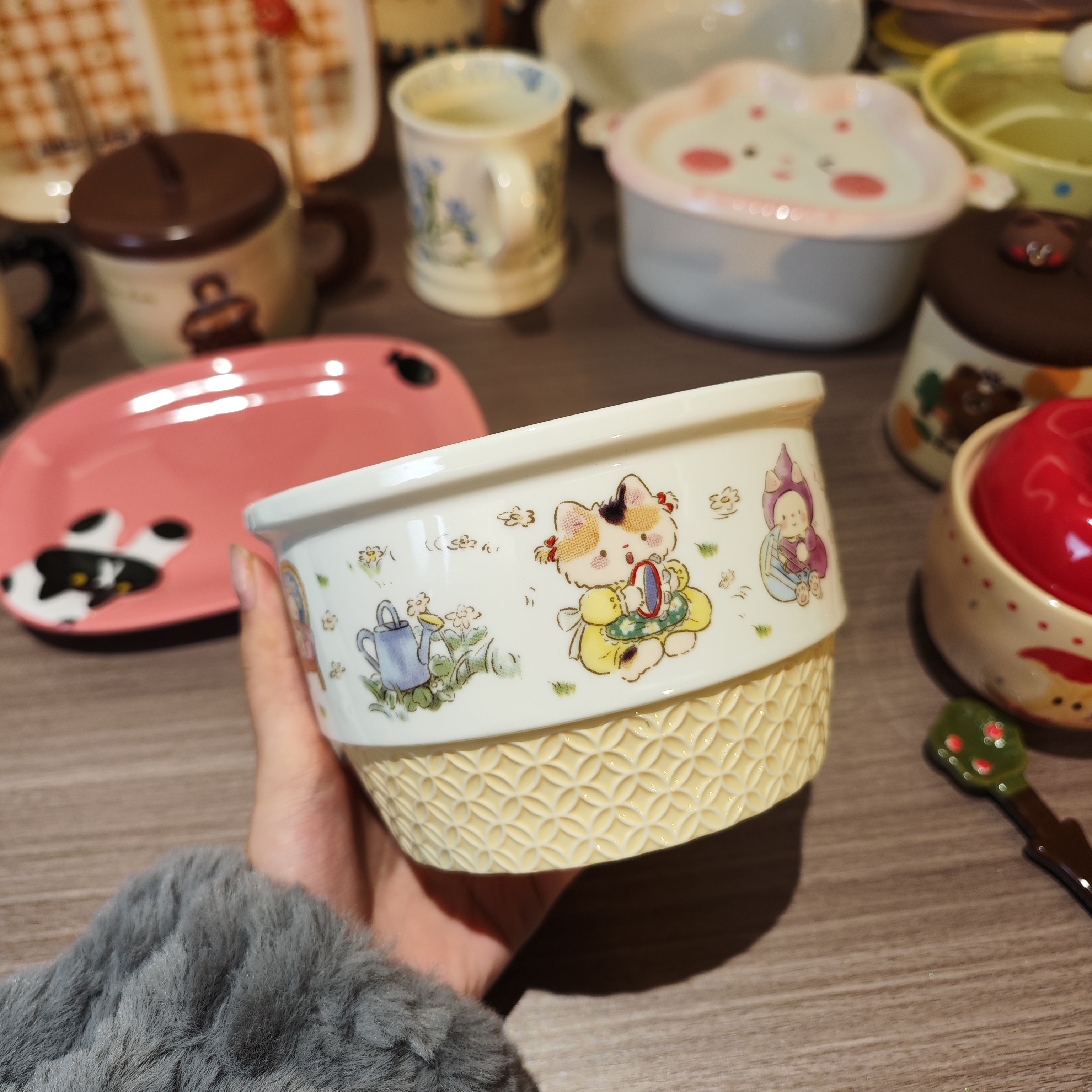 铜钱小猫面碗汤碗