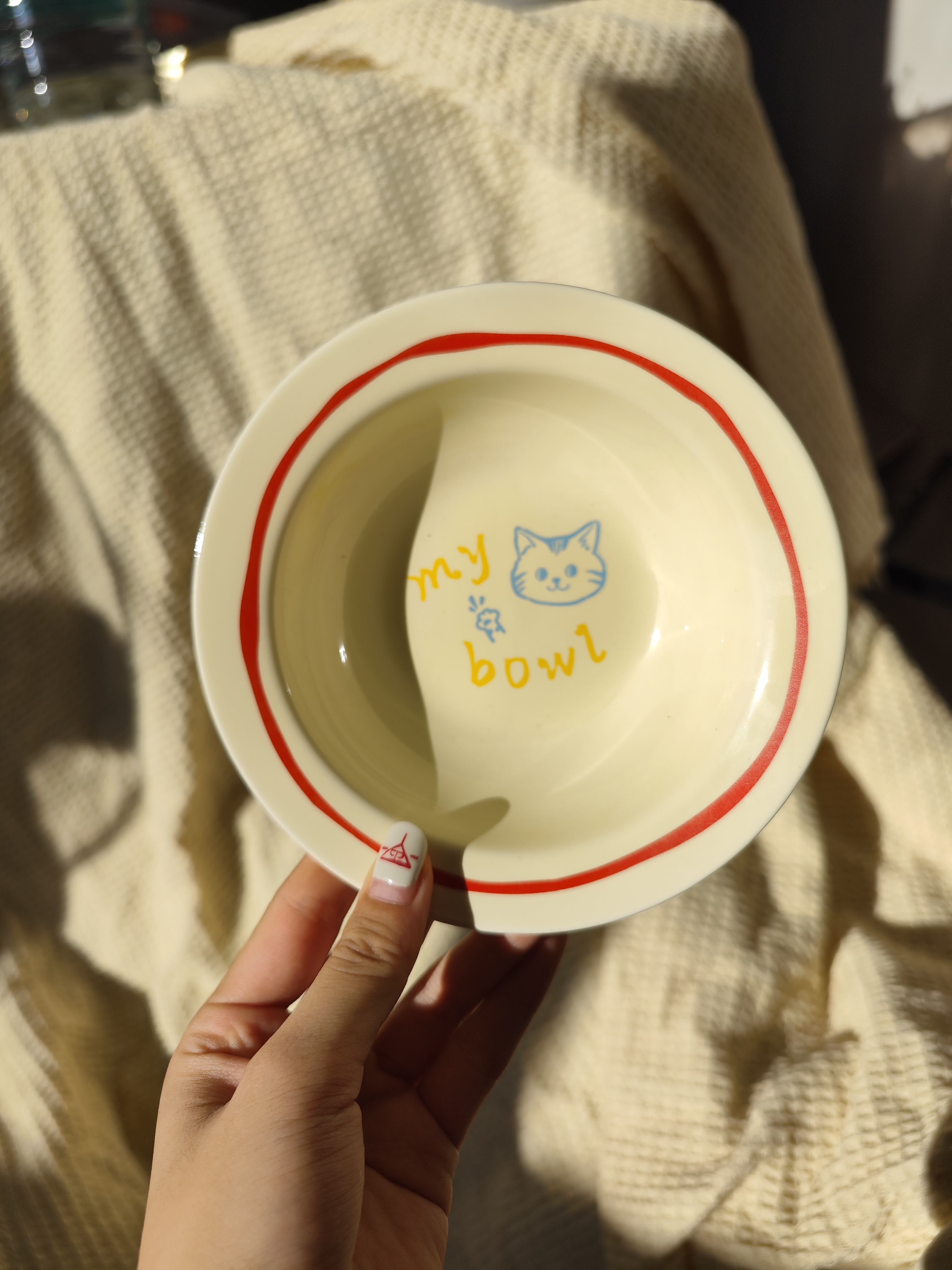 ins风线条小猫饭碗平盘椭圆盘马克杯
