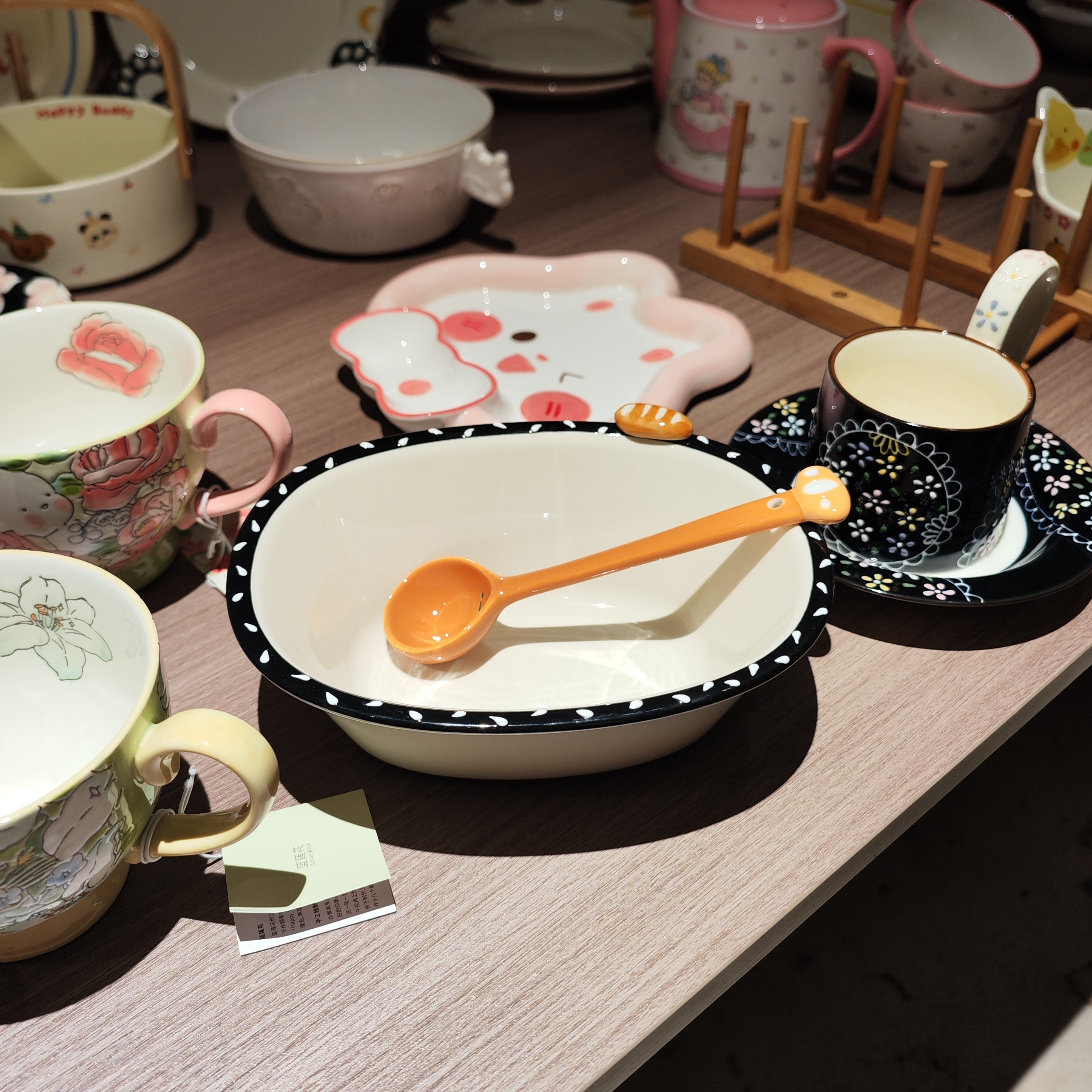 手绘釉下彩陶瓷立体面包浮雕浴缸碗面碗汤碗面包勺