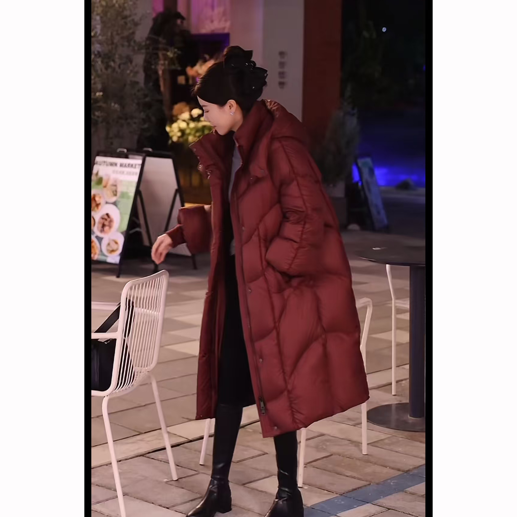 2024冬新款长款连帽过膝宽松加厚泡芙羽绒服女廓形面包服24D887