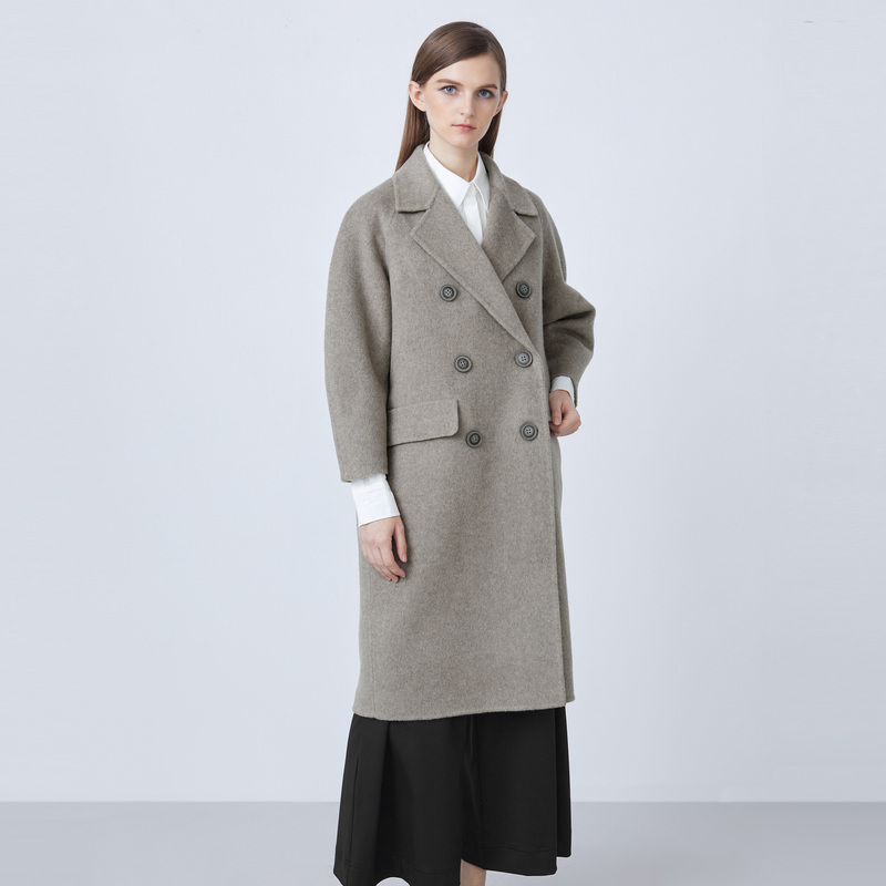 【安瞳专属】圣迪奥西装领双排扣直筒毛呢大衣S21481831