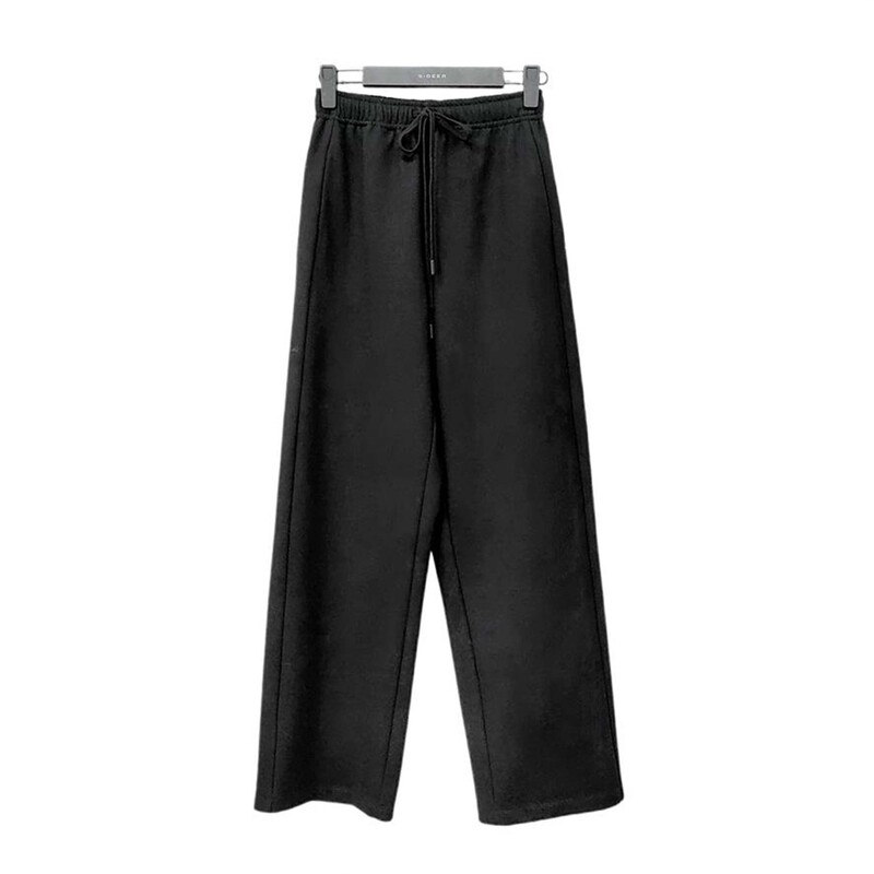 【丽姐专属】圣迪奥休闲百搭抽绳松紧插袋直筒黑色长裤S233Z0830