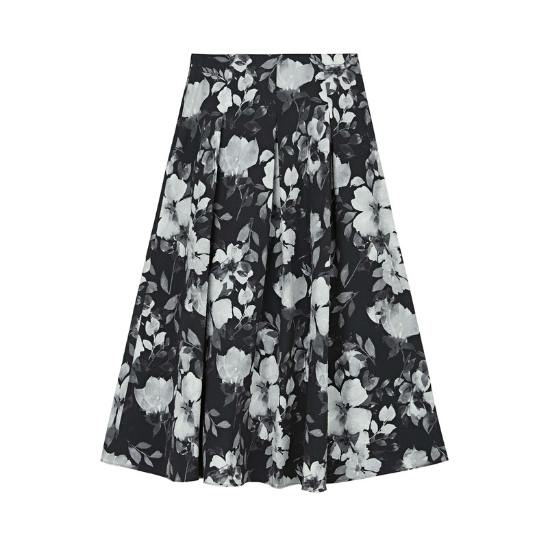 【粉丝专享】sdeer圣迪奥文艺风高腰水墨百褶A字伞裙S24161103