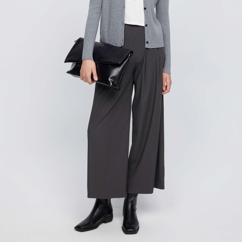 【丽公主】圣迪奥时尚休闲OL风高腰显瘦压褶插袋阔腿长裤S243Z0806