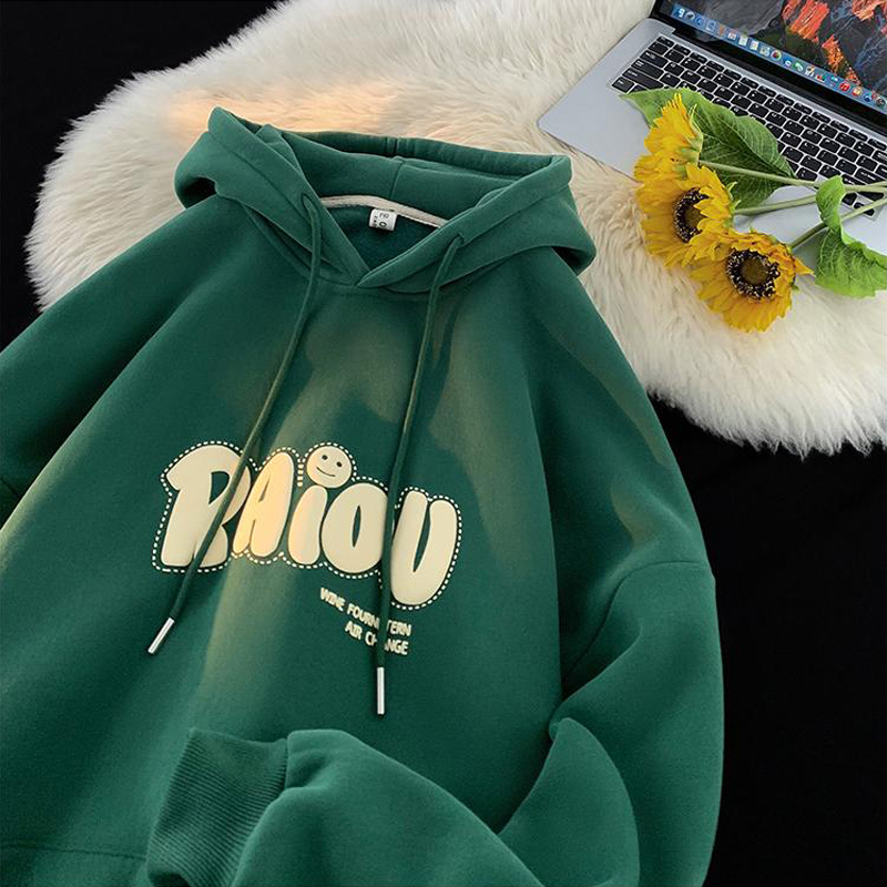 重磅休闲美式帽衫男女春秋冬季宽松加绒加厚oversize潮牌情侣外套