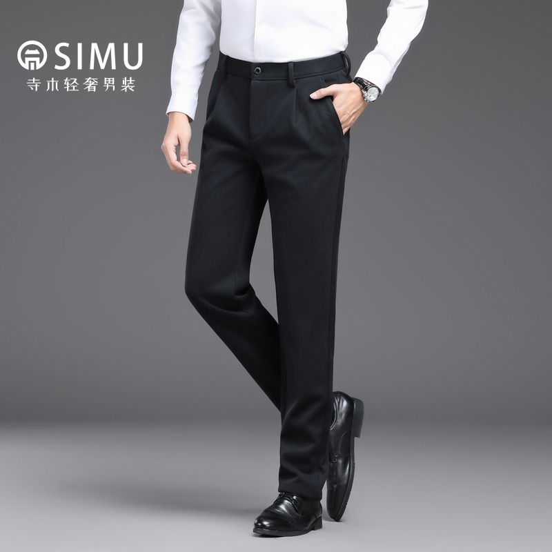 simu/寺木轻奢直筒黑色秋冬休闲裤男士男装西裤25A026