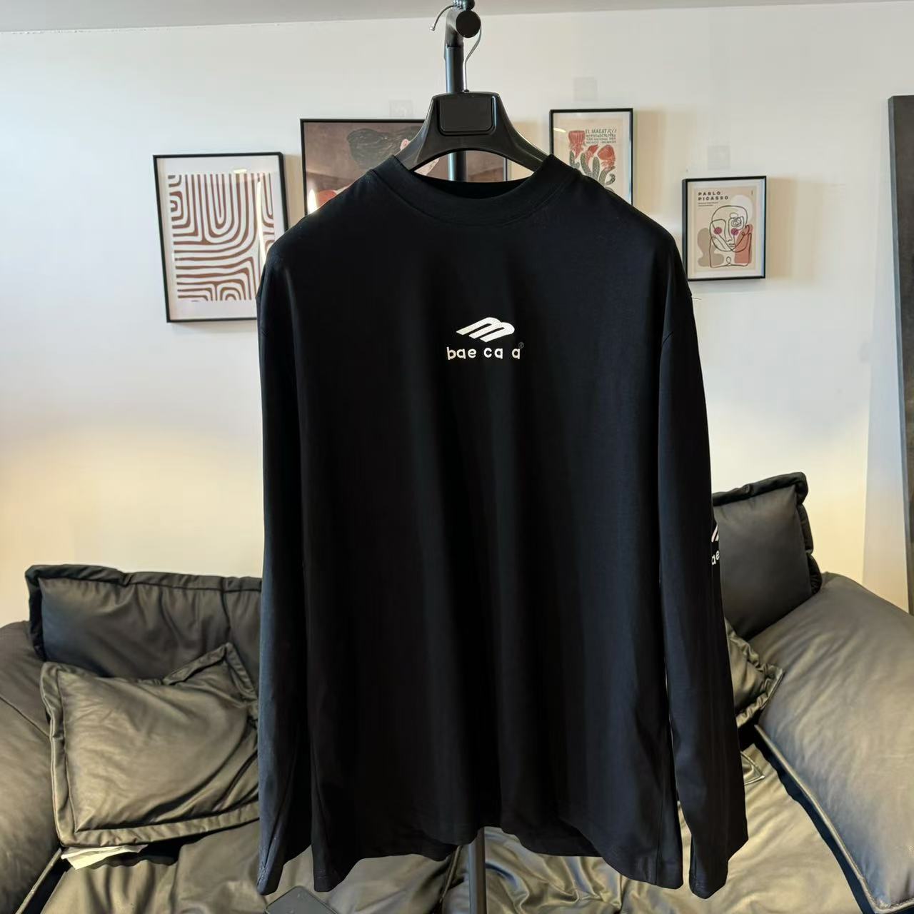 24SS小巴刺绣字母圆领长袖T 男女同款休闲百搭时尚宽松