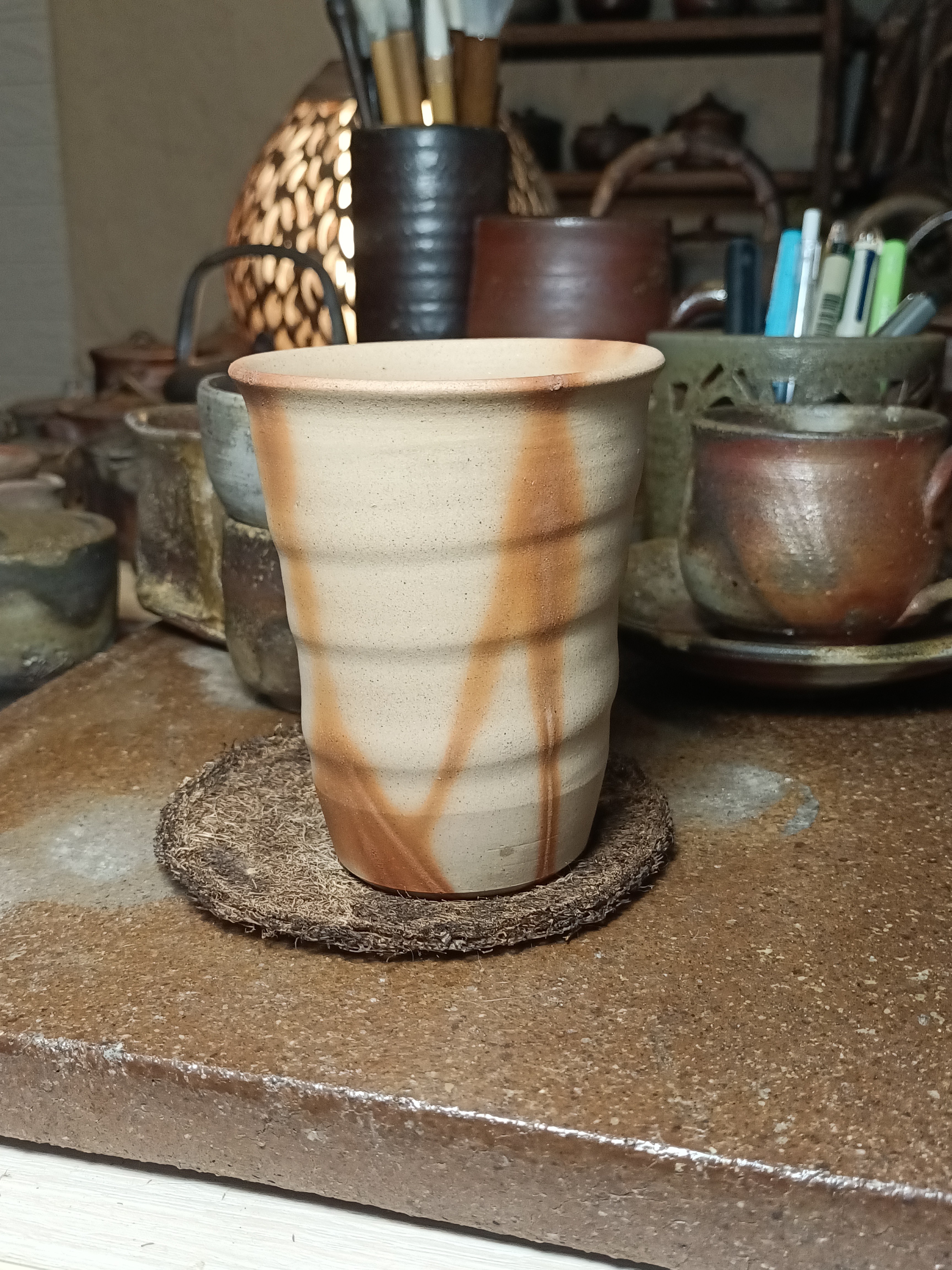 备前烧柴烧绯襷麦酒杯