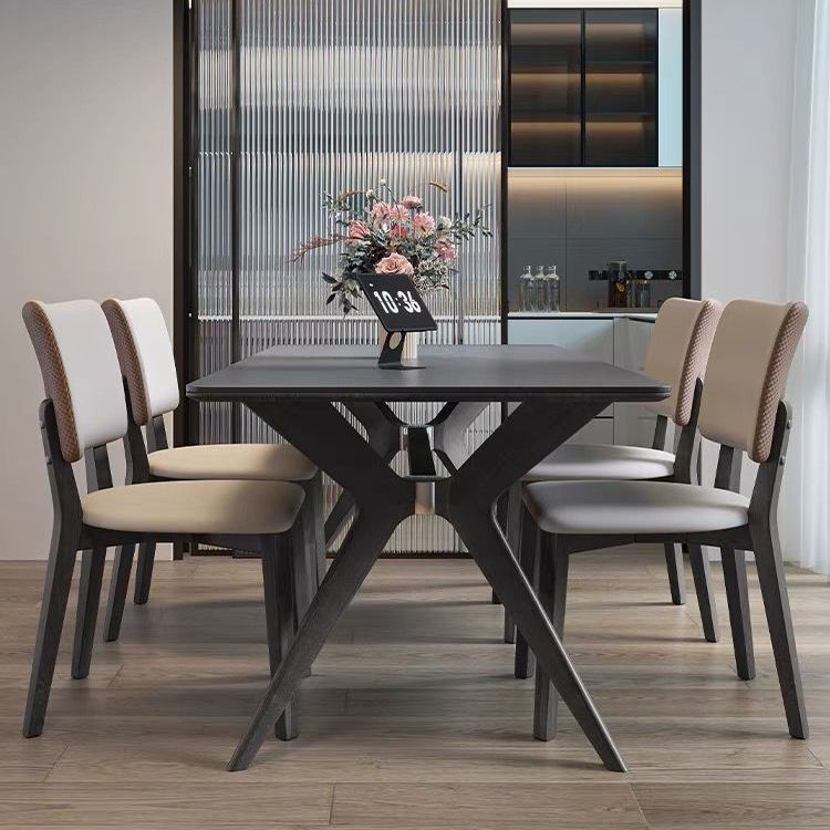 实木岩板餐桌现代简约小户型长方形饭桌餐桌椅组合意式极简西餐桌