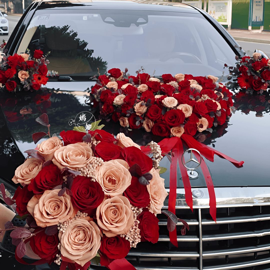 【婚车布置】婚礼婚车精致布置花束鲜花手捧花同城速递花店同城配送