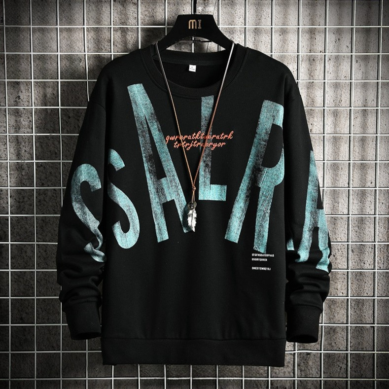 龙黑骑美式卫衣男春秋季宽松潮流圆领上衣服秋装ins休闲男