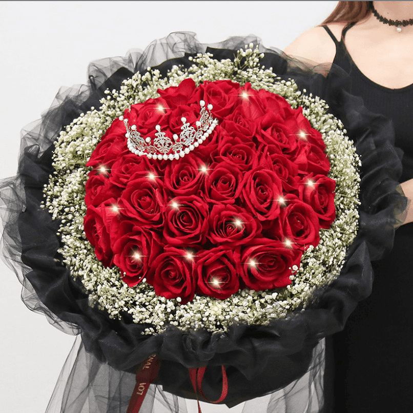 【情人节爆款】33枝红玫瑰星全国同城配送送女友祝福闺蜜老婆生日