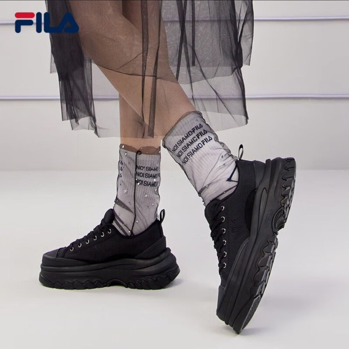 高圆圆同款FILA斐乐女鞋帆布鞋女LAVA胖胖底厚高底增鞋板鞋帆布鞋