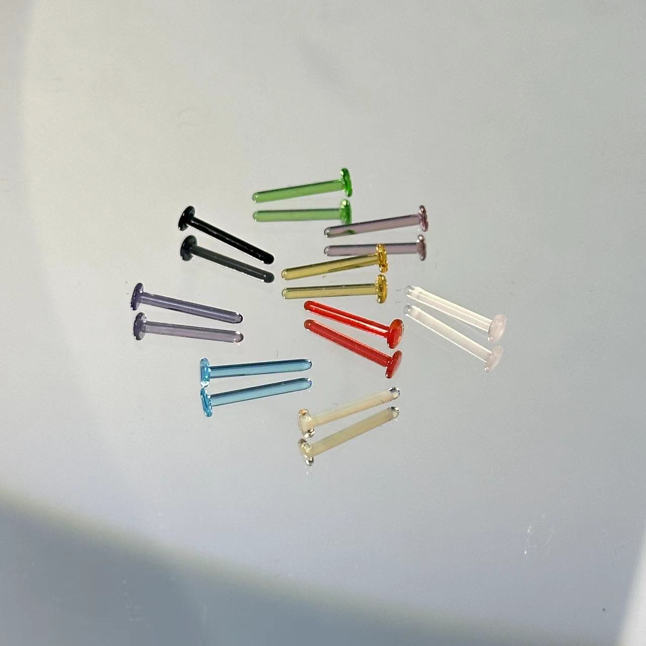 非金属玻璃耳饰 闪电猫学生养耳洞防过敏彩色夏日洗澡免摘耳钉