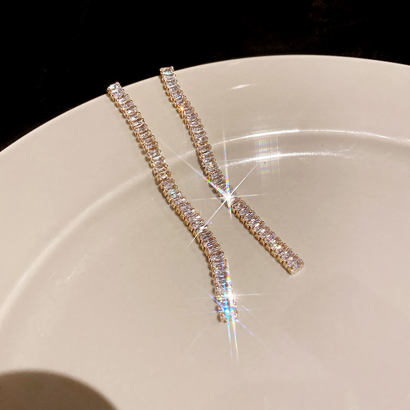 铜合金耳饰 浅初】长款流苏锆石耳坠高级感耳环冷淡风气质百搭耳饰