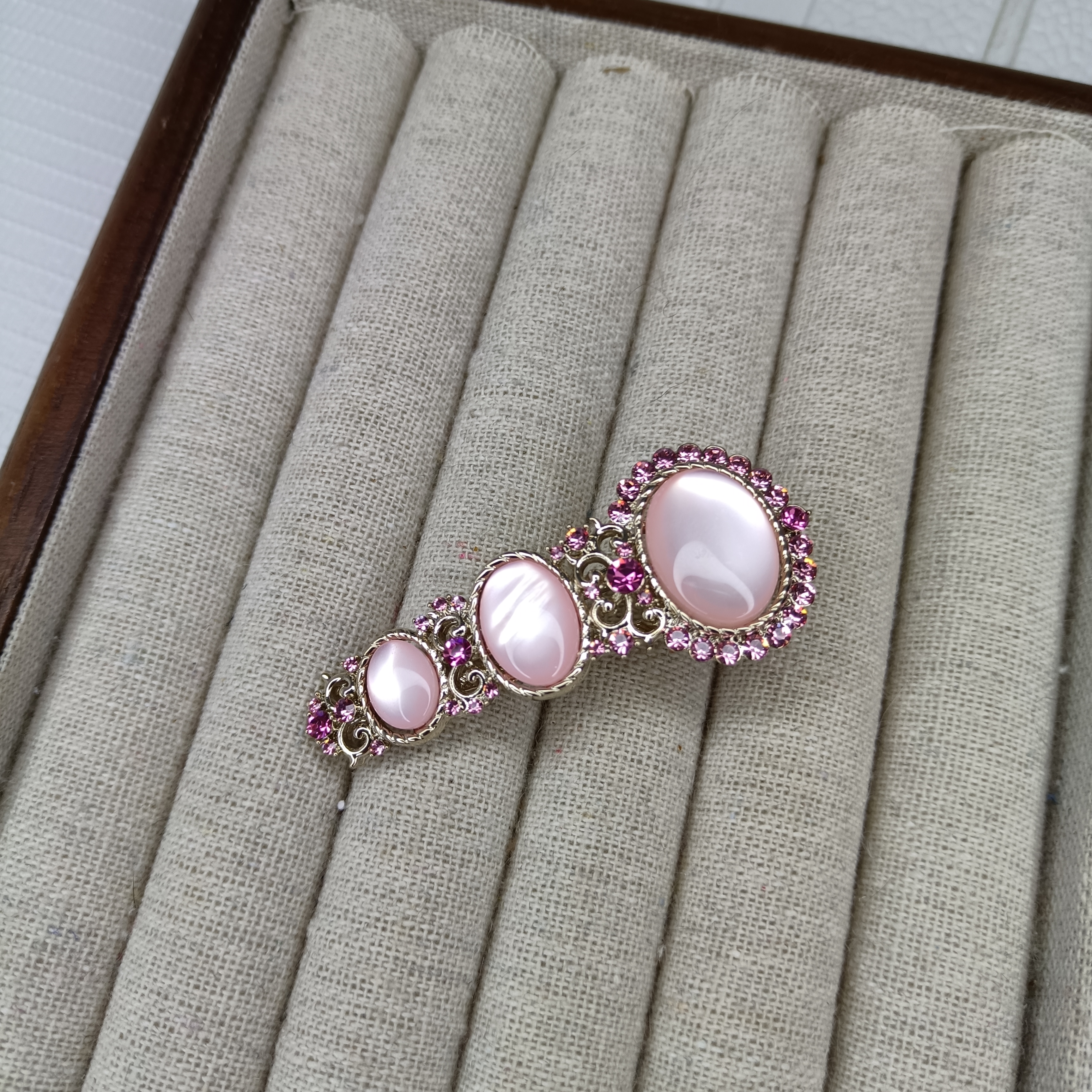 【YINYAO】原单设计简约优雅气质百搭甜美猫眼石施华洛水钻发夹0029