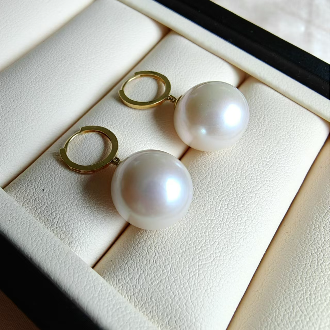 淡水珍珠18k花环珍珠耳扣13-14mm时尚简单百搭