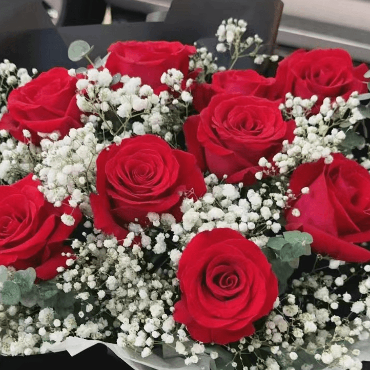 【源头优选】【红玫瑰+满天星组合】云南昆明基地原产地直发水养 鲜花