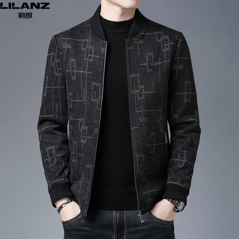 特价断码利郎男装短款夹克外套秋季长袖拉链开衫男士棒球领纯色休