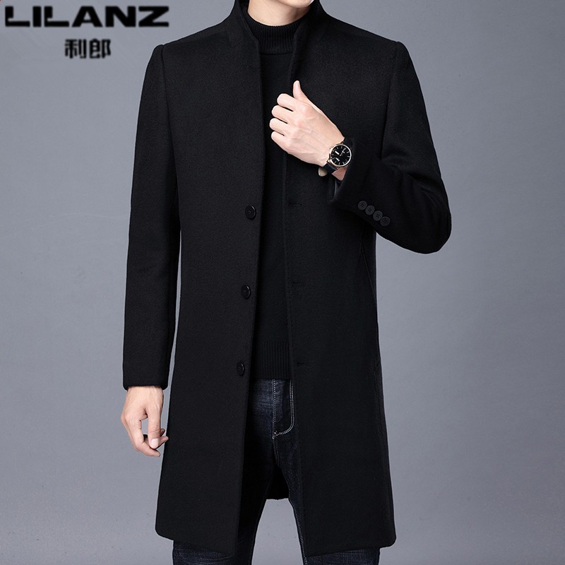 特价断码利郎男装中长款羊毛大衣男士秋冬季立领保暖毛呢外套中年