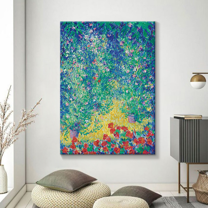 梵高世界名画手绘油画伯爵花园玄关客厅装饰画临摹印象派装饰挂画