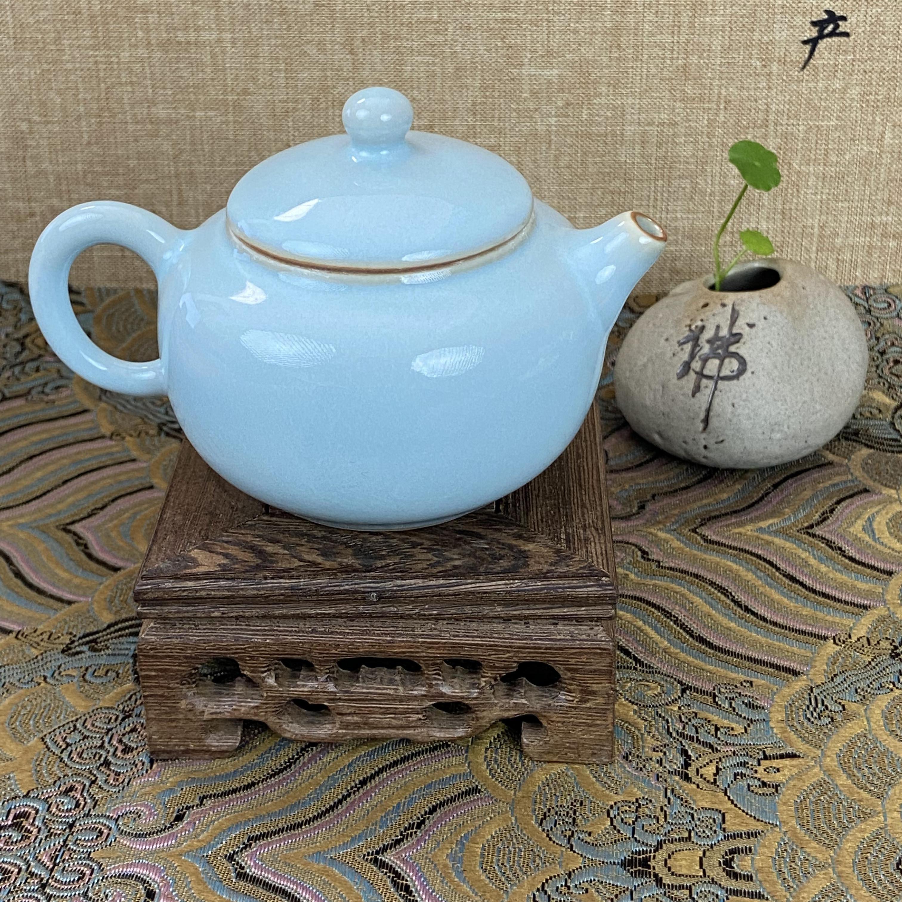 巧匠堂原矿  原釉 原产地 天青色釉水 汝瓷小西施壶  纯手工
