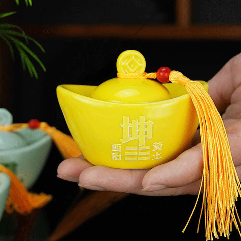 陶瓷元宝摆件房屋缺角摆件东南西北装饰品