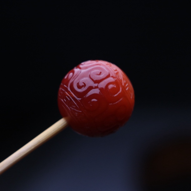 南红玛瑙回纹珠直径 12.3mm