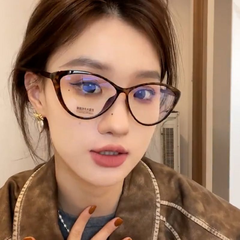 时尚猫眼眼镜框女复古黑框可配近视素颜神器防蓝光欧美装饰平光镜